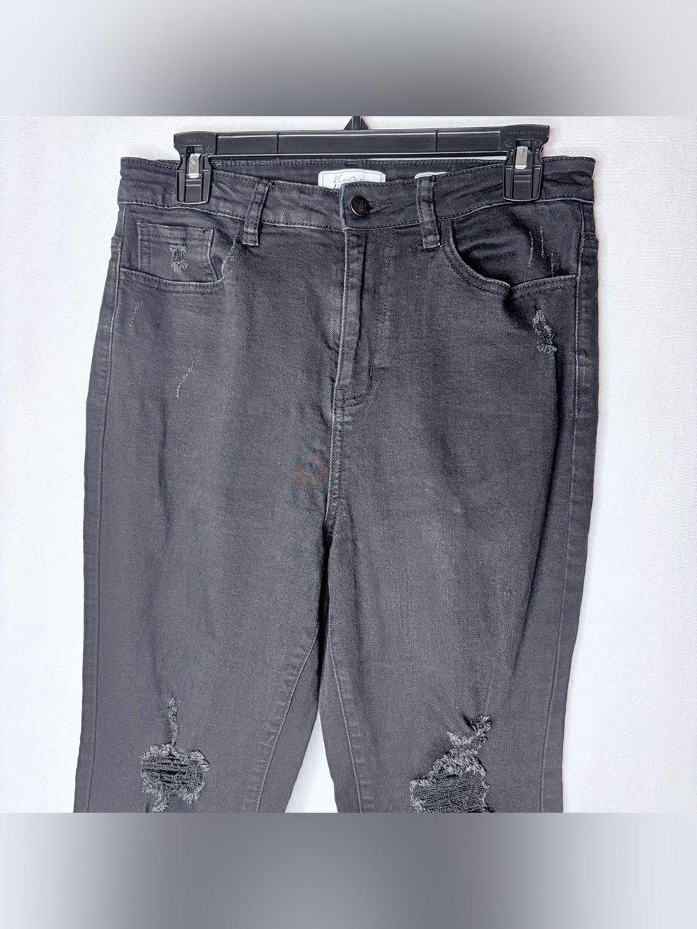 Kancan Black Distressed Kurvy Flare Jeans - Picture 4 of 7